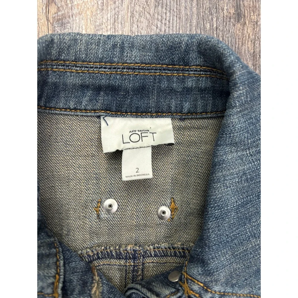 Ann Taylor LOFT Womens Denim Jacket Medium Wash‎ Blue Jean Jacket Size 2
